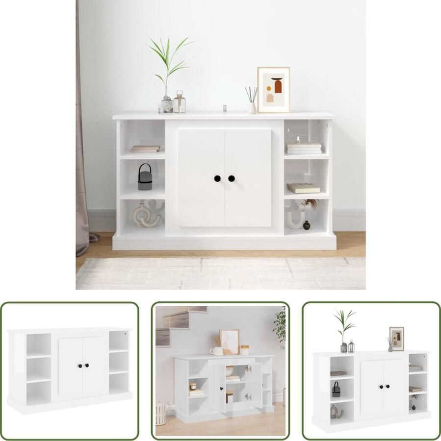 The Living Store Dressoir 100x35-5x60 cm bewerkt hout hoogglans wit Keukenkast