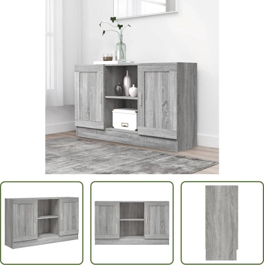 VidaXL Dressoir 120x30 5x70 cm bewerkt hout grijs sonoma eikenkleurig Dressoir Grijze Dressoirs Houten Dressoir Salontafel Tv Tafel