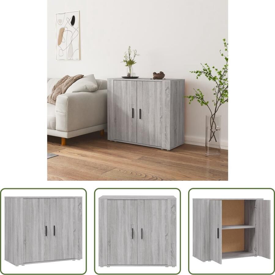 VidaXL Dressoir 80x33x70 cm bewerkt hout grijs sonoma eikenkleurig Dressoir Houten Dressoir Grijze Dressoir Sonoma Eiken Dressoir Salontafel