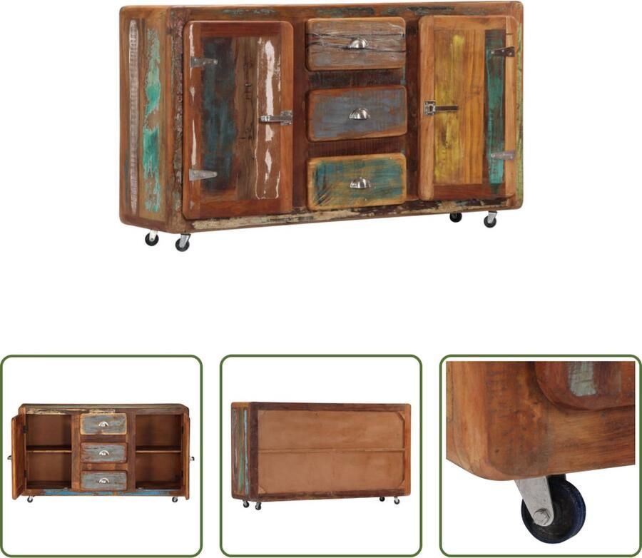 The Living Store Dressoir 150x43x86 cm massief gerecycled hout Dressoir Vintage Meubels Landelijke Stijl Rustic Furniture Houten Dressoir