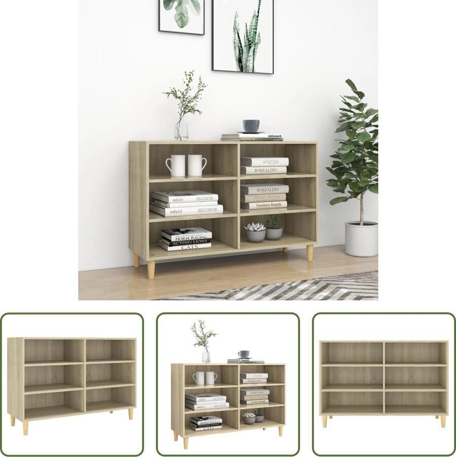 The Living Store Dressoir 103 5x35x70 cm bewerkt hout sonoma eikenkleurig Dressoir Scandinavisch Design Opbergkast Salontafel Woonaccessoires