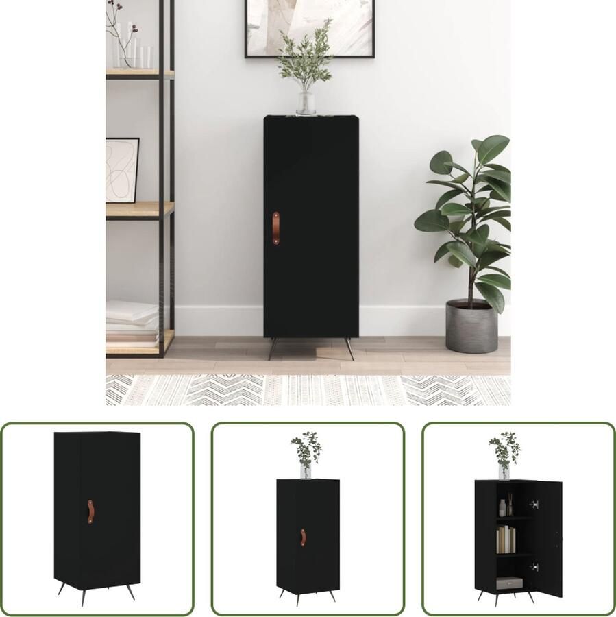 VidaXL Dressoir 34 5x34x90 cm bewerkt hout zwart Dressoir Zwarte Dressoir Houten Dressoir Modern Dressoir Landelijk Dressoir