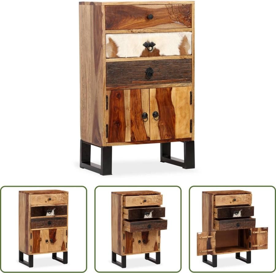 The Living Store Dressoir 50x30x86 cm massief sheeshamhout Dressoir Vintage Dresser Salontafel Woonkamermeubilair Sheeshamhouten Meubels