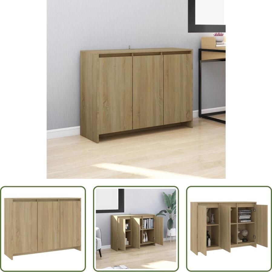 VidaXL Dressoir 102x33x75 cm bewerkt hout sonoma eikenkleurig Dressoir Houten Dressoir Sonoma Eiken Dressoir Salontafel Opbergkast