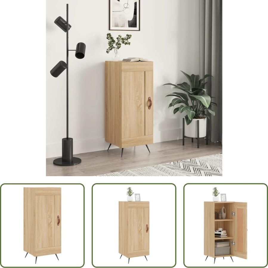 The Living Store Dressoir 34 5x34x90 cm bewerkt hout sonoma eiken Dressoir Bijzetkast Salontafel Houten Dressoir Landelijk Dressoir - Foto 3