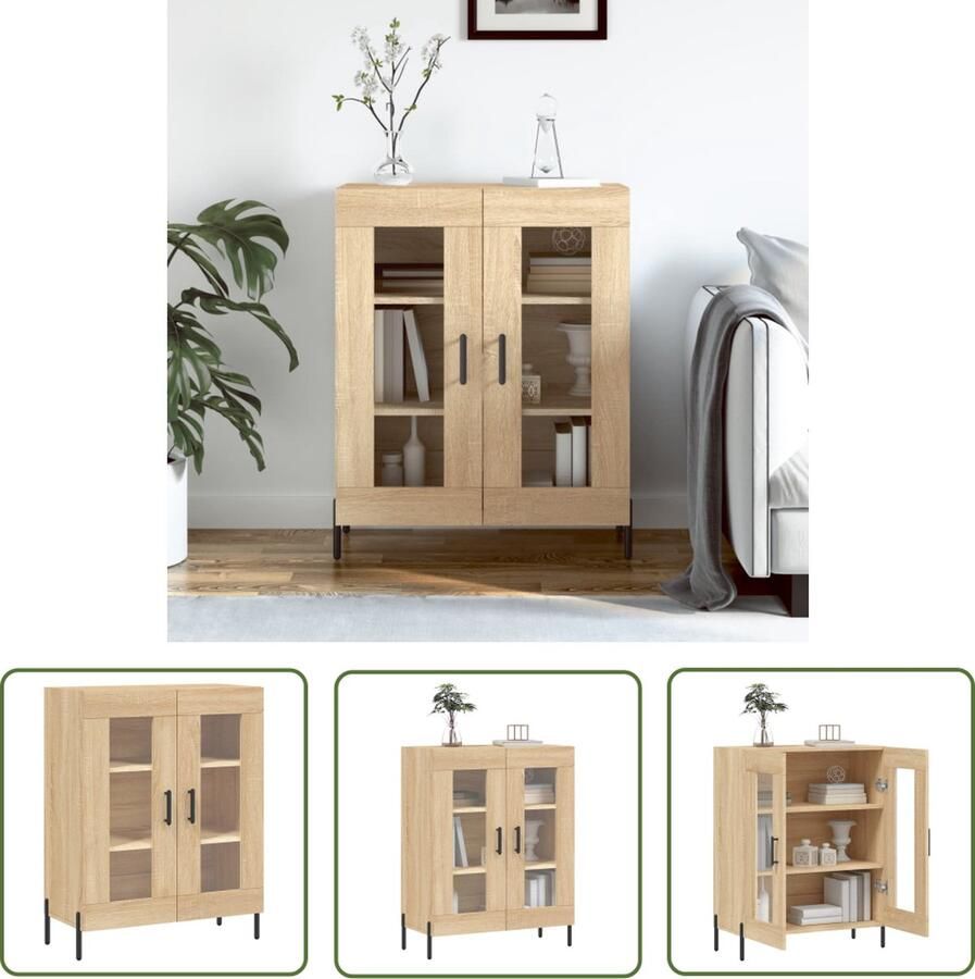 The Living Store Dressoir Sonoma eiken 69.5 x 34 x 90 cm Bewerkt hout en ijzer