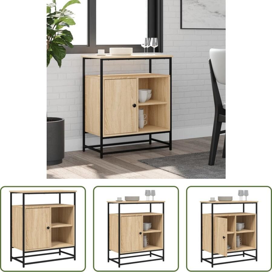 VidaXL Dressoir 69x35x80 cm bewerkt hout sonoma eikenkleurig Dressoir Salontafel Houten Dressoir Landelijk Dressoir Sonoma Eiken