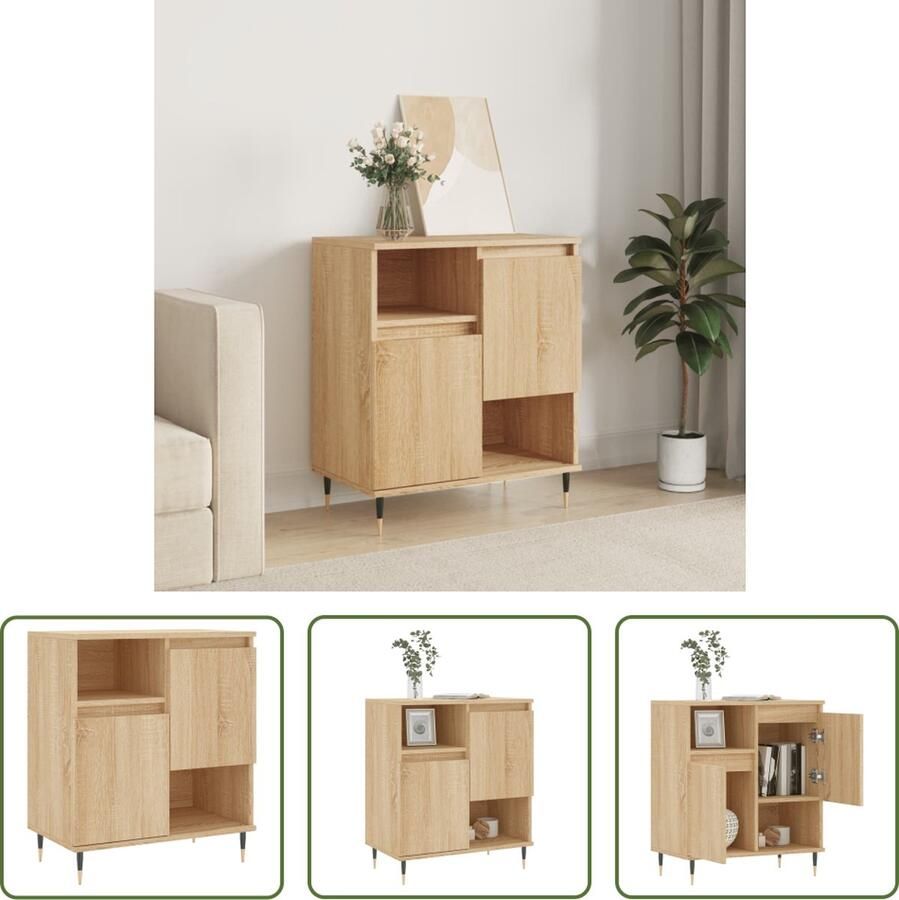 VidaXL Salontafel Dressoir 60x35x70 cm bewerkt hout sonoma eikenkleurig Houten Dressoir Bruine Dressoir Vintage Dressoir