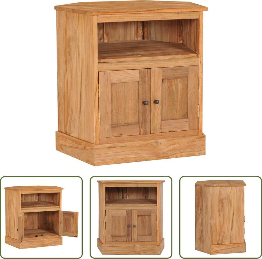 The Living Store Hoekkast 60x45x60 cm massief teakhout Retro Dressoir Teak Dressoir Vintage Kast Salontafel TV Meubel