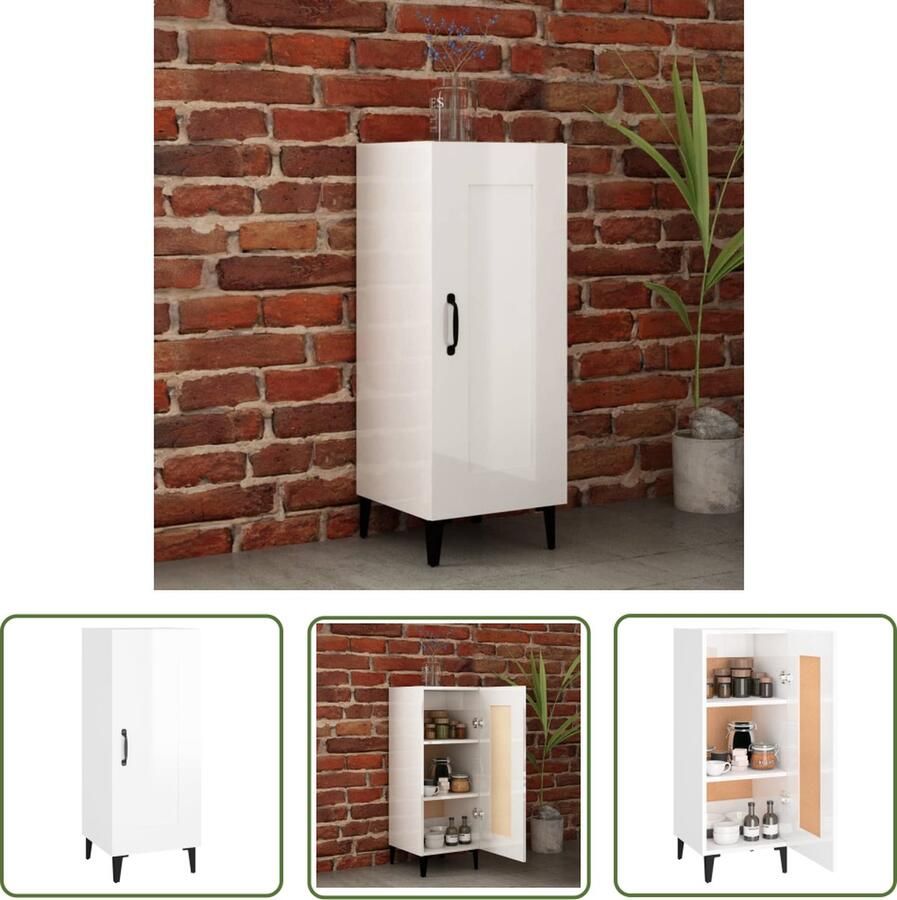 The Living Store Dressoir Trendy en praktisch Kast 34.5 x 34 x 90 cm Hoogglans wit
