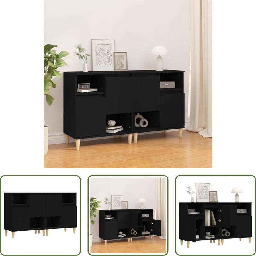 The Living Store Dressoir Trendy Kast 60 x 35 x 70 cm Kleur- zwart