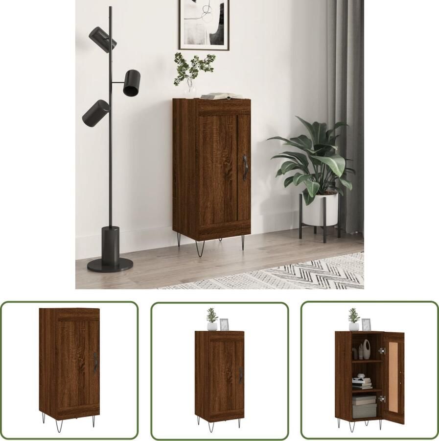 The Living Store Dressoir Trendy Kast Afmeting- 34.5 x 34 x 90 cm Ken- Bruineiken