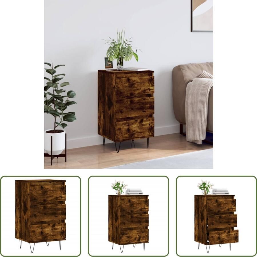 VidaXL The Living Store Dressoir 40x35x70 cm bewerkt hout gerookt eikenkleurig Dressoir Kast Buffetkast Houten Dressoir Modern Dressoir