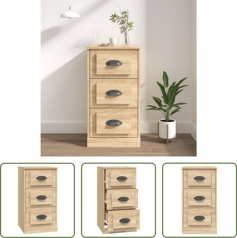 The Living Store Dressoir Vintage Bijzetkast 36x35.5x67.5 cm Sonoma Eiken