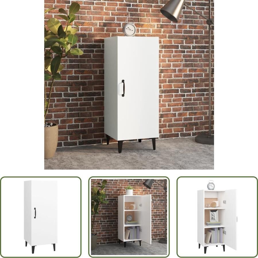 The Living Store Dressoir 34 5x34x90 cm bewerkt hout wit Dressoir Meubels Kast Houten Kast Wit Dressoir
