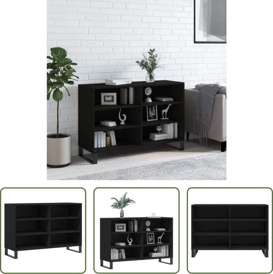 The Living Store Dressoir X-s Buffetkast 103.5 x 35 x 70 cm Duurzaam bewerkt hout Zwarte kleur