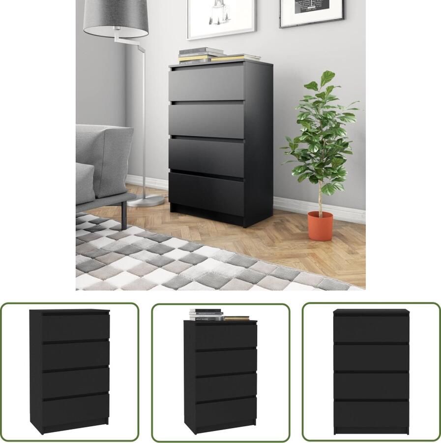 VidaXL Dressoir 60x35x98 5 cm bewerkt hout zwart Dressoir Kast Opbergruimte Houten Dressoir Zwart Dressoir