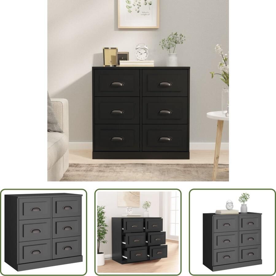The Living Store Dressoir 70x35 5x67 5 cm bewerkt hout zwart Dressoir Houten Dressoir Black Dresser Vintage Dressoir Salontafel