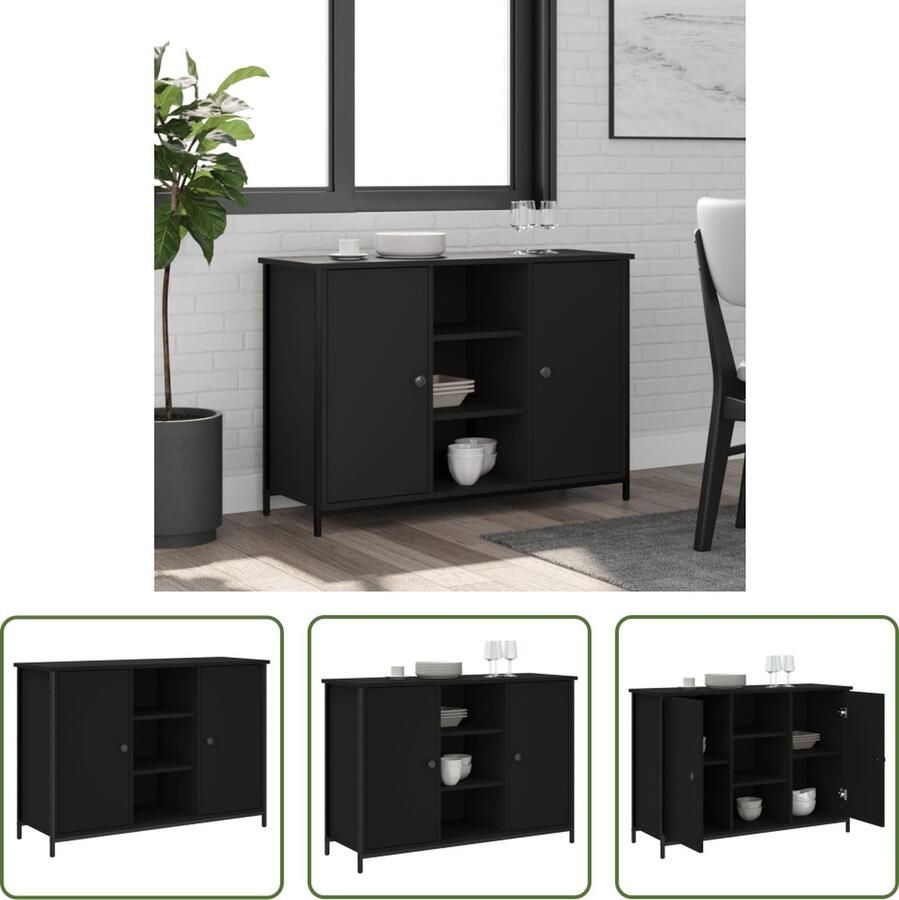 VidaXL Dressoir 100x35x70 cm bewerkt hout zwart Dressoir Opbergkast Houten Dressoir Zwart Dressoir Moderne Dressoir