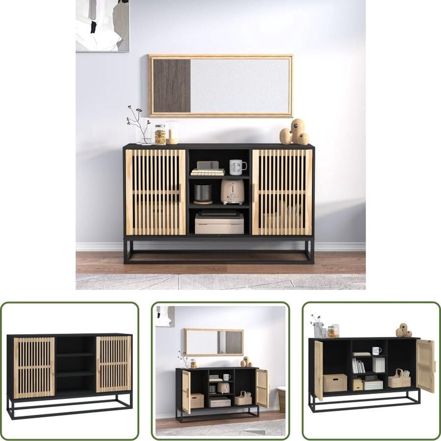 The Living Store Dressoir 105x30x65 cm bewerkt hout zwart Dressoir Vintage Dresser Klassiek Dressoir Tv Stand Salontafel