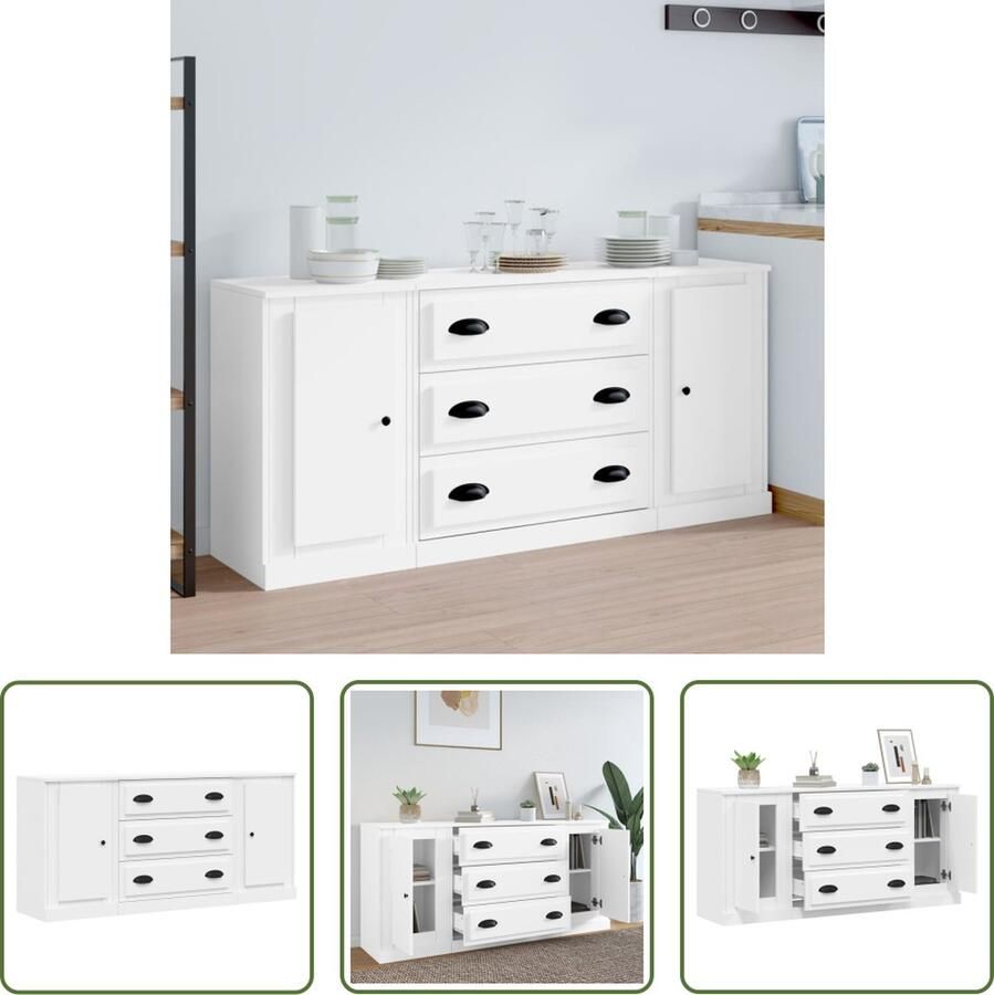 The Living Store Dressoirs Klassieke Wit 140 x 35.5 x 67.5 cm Duurzaam hout