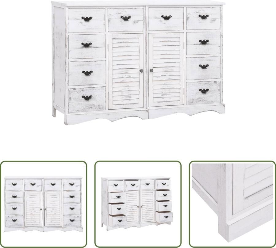 The Living Store Dressoirset Antieklook Hout 113 x 30 x 79 cm 10 lades 2 deuren