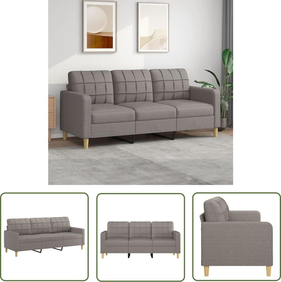 The Living Store Bank 3-zitsbank 198 x 77 x 80 cm Taupe 3 Zits Bank Banks Kopen Lounge Meubels Stoffen Bank Taupe Bank