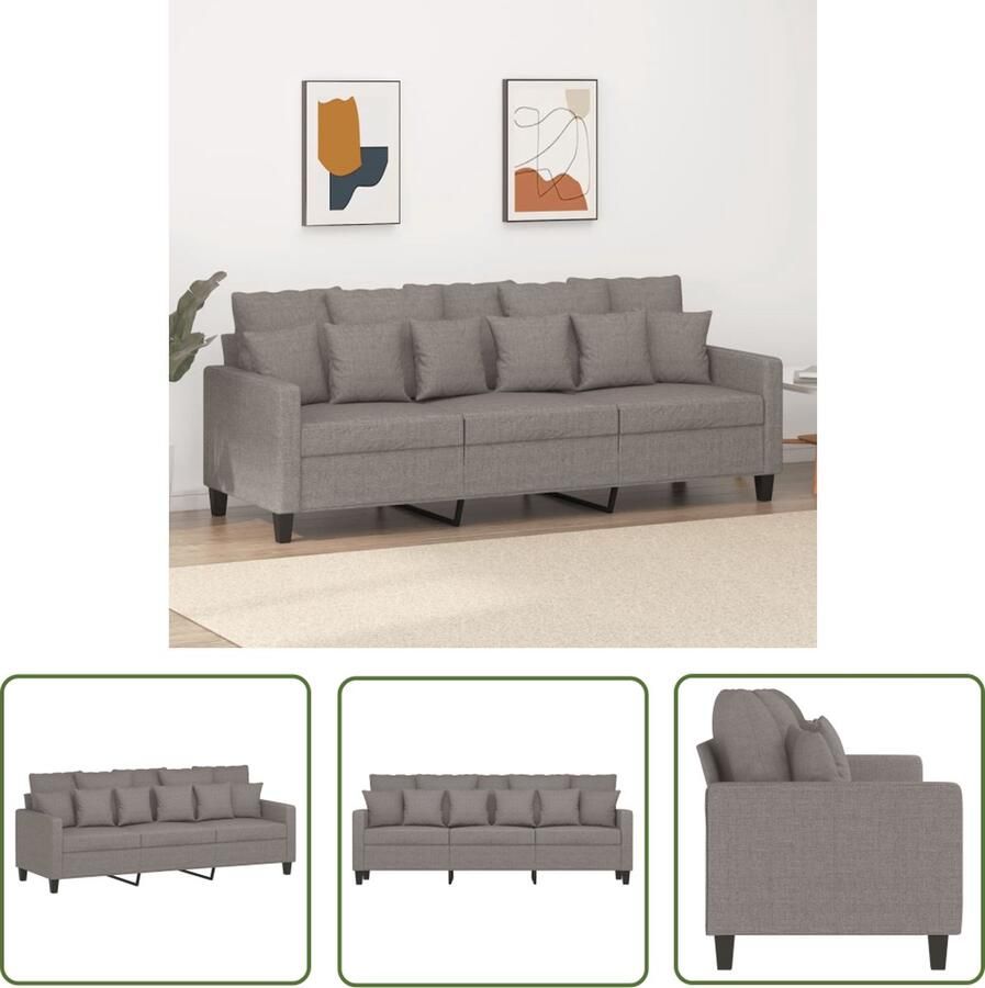 The Living Store Bank 3-zits Taupe 198 x 77 x 80 cm Duurzame stof 3 Zits Bank Lounge Bank Banks Kopen Fauteuils Woonkamer Meubels