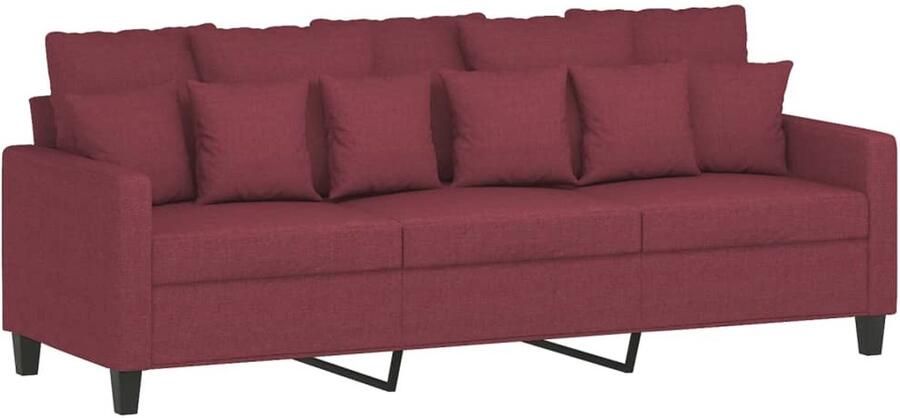 The Living Store 3-zitsbank Wijnrood 198 x 77 x 80 cm Duurzame stof 3 Zits Bank Woonruimte Decoreren Lounge Meubilair Rode Bank Banks Kopen - Foto 2