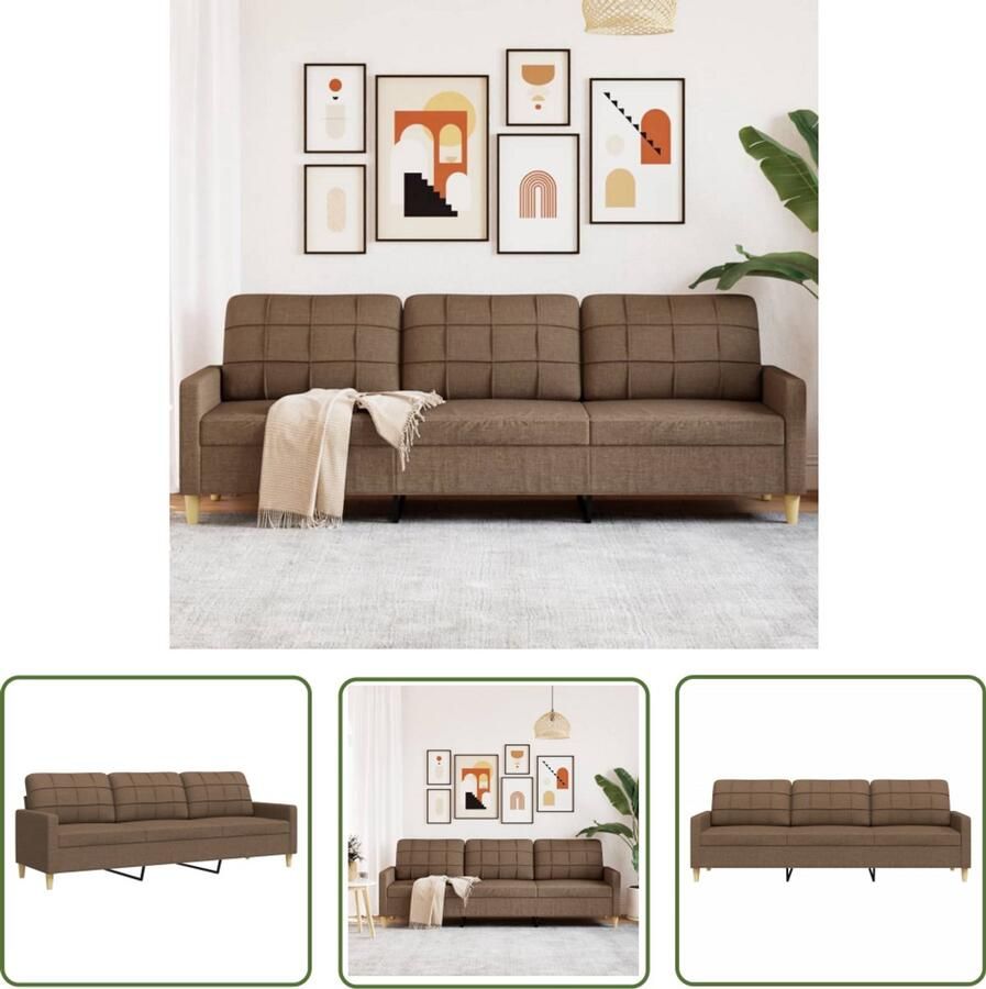 The Living Store Driezitsbank 210 cm stof bruin Drie Persoons Bank Bruine Bank Banks Kopen Lounge Bank Moderne Bank