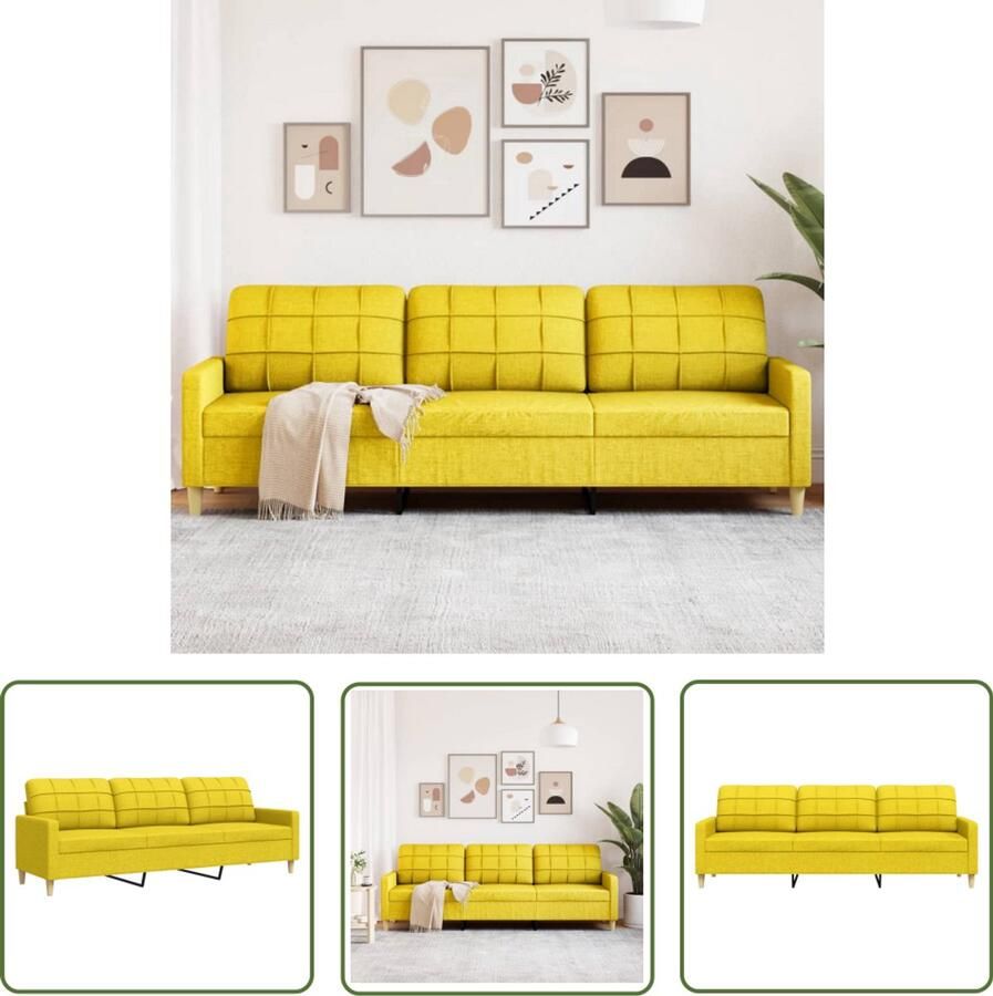 The Living Store Driezitsbank 210 cm stof lichtgeel Drie Zits Bank Lichtgele Bank Banks Kopen Salontafel Living Meubels