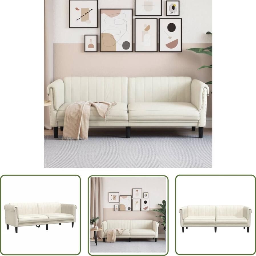 The Living Store Fluwelen 3-zitsbank 203 x 77 x 74 cm Crème fluweel comfortabele zitervaring 3 Zits Bank Velvet Bank Crème Bank Luxe Bank Banks Kopen