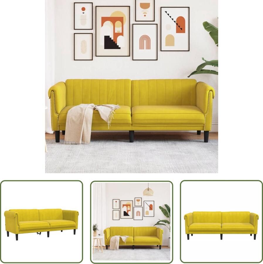 The Living Store Driezitsbank fluweel geel Drie Zits Bank Fluweel Bank Banks Kopen Lounge Meubilair Gele Bank