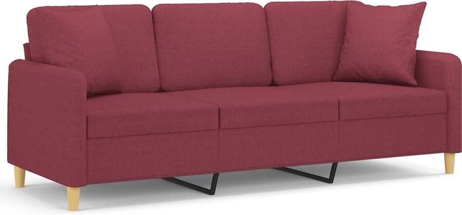 The Living Store 3-zitsbank wijnrood 198 x 77 x 80 cm Comfortabel duurzaam met sierkussens Drie Zits Bank Banksofa Lounge Sofa Woonkamer Meubilair Rode Bank - Foto 2