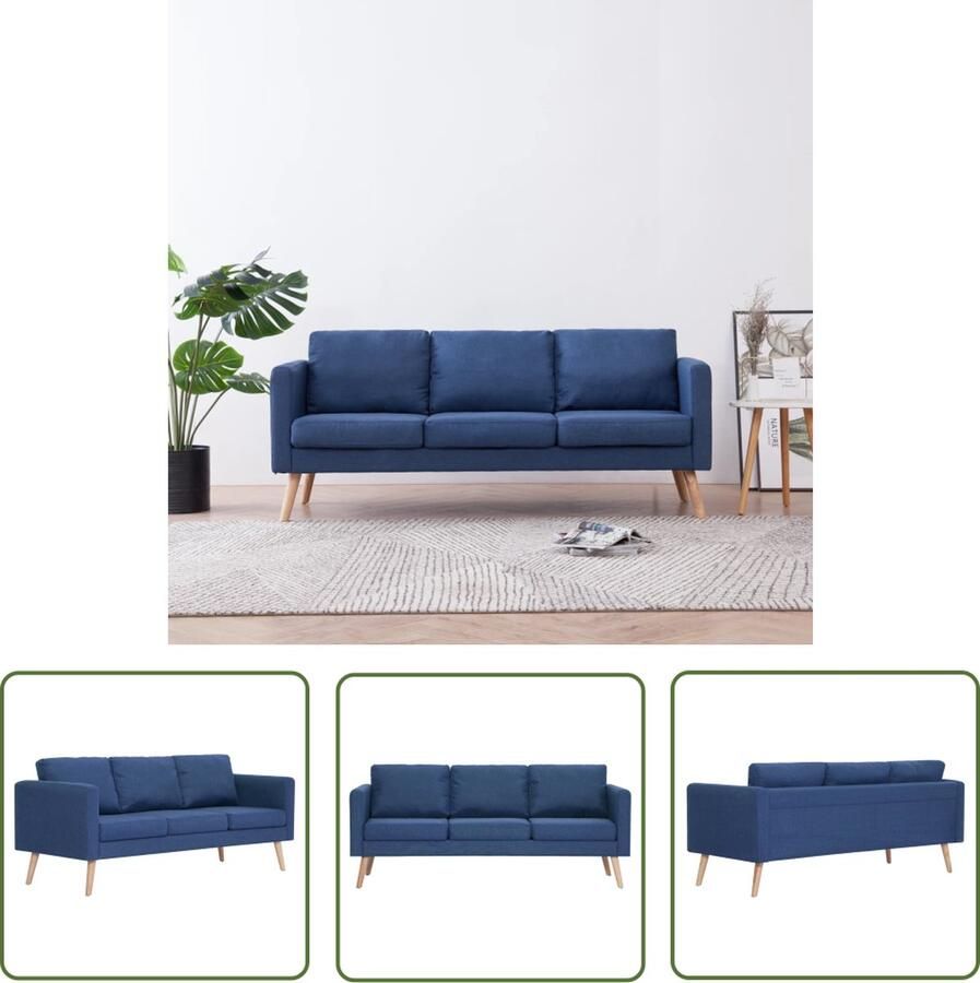 The Living Store Bank 3-zits Blauw 168x70x73 cm Houten frame Blauwe Bank Stoffen Bank Dreizitsbank Salonbank Banks Kopen