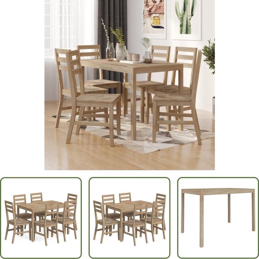 VidaXL Acacia Hout Eetkamerset 7-delige Eethoek massief acaciahout Eettafel Eetkamerstoelen Bruin Meubilair
