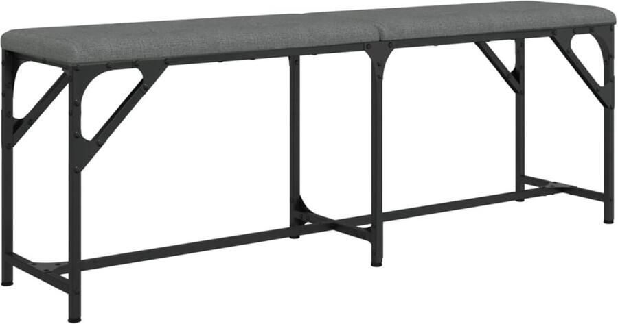 The Living Store Eettafelbankje 124 x 32 x 45 cm Staal met Poedercoating Eettafelbankje Eetkamerbank Keukenbank Donker Grijs Bank Metalen Bank