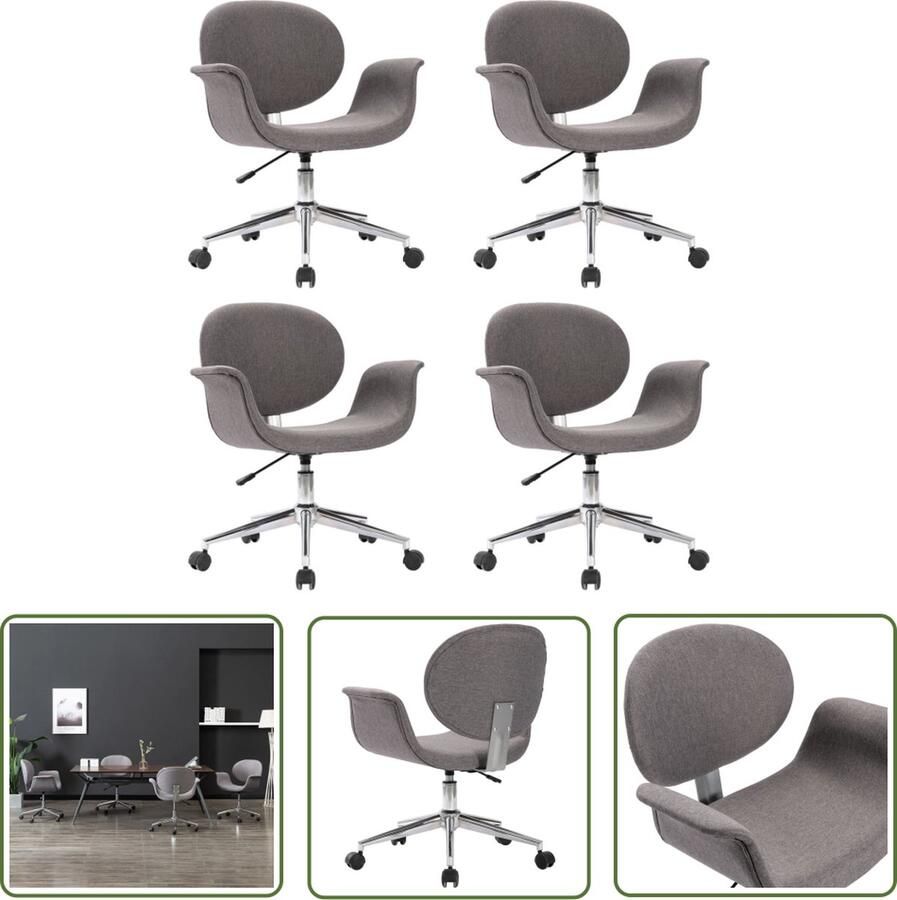The Living Store Eetkamerstoel 4 stuks lichtgrijs 67 x 62 cm (B x D) ergonomisch ontwerp Eetkamerstoel Draaistool Velours Stoel Grijze Stoel Ergonomische Stoel - Foto 2