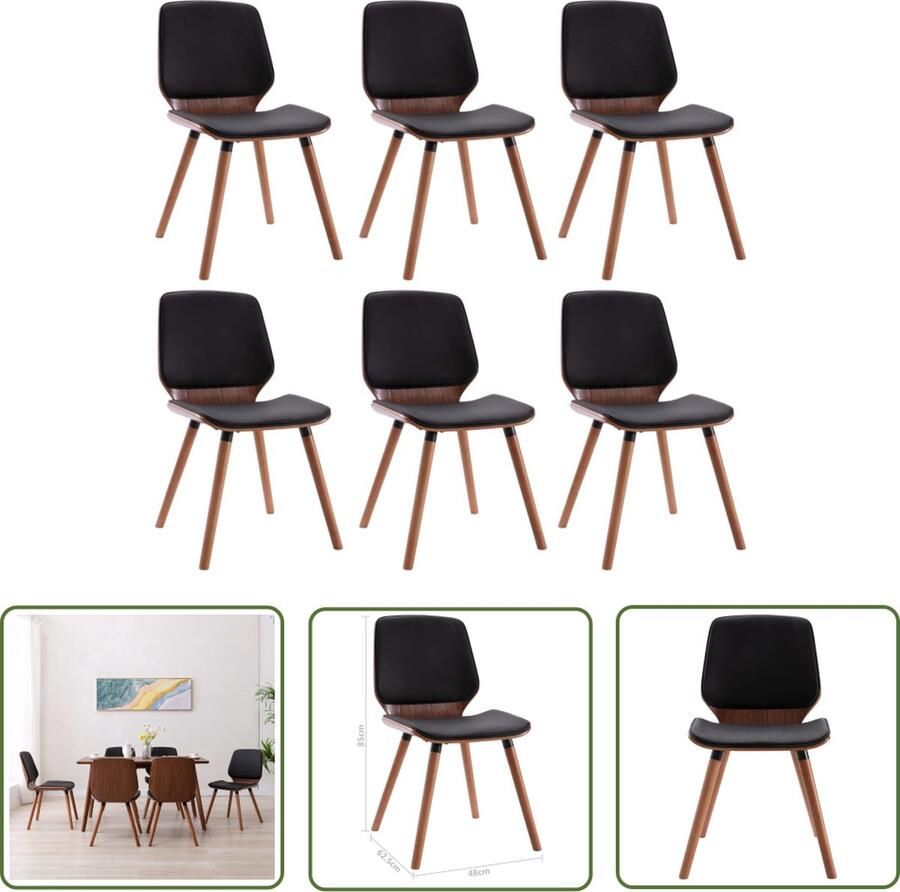 The Living Store Eetkamerstoel 48 x 62.5 x 85 cm Zwart Kunstleer - Foto 2