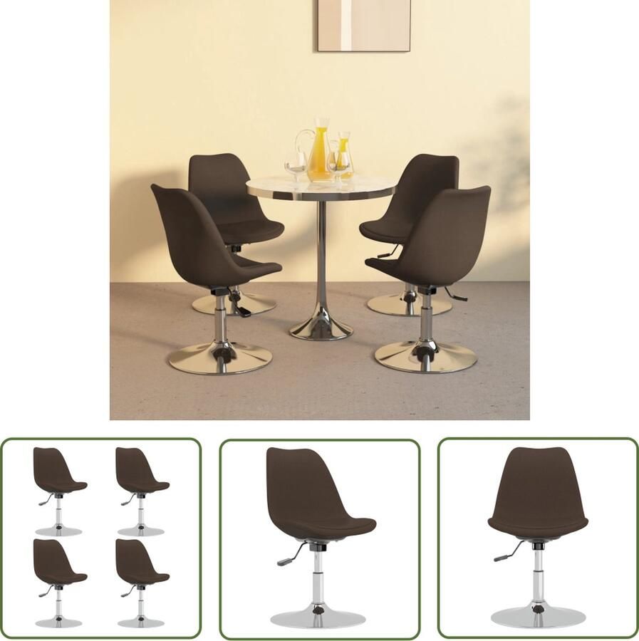 The Living Store Eetkamerstoel Donkerbruin 49 x 45 x (81-93) cm Schuimvulling - Foto 2