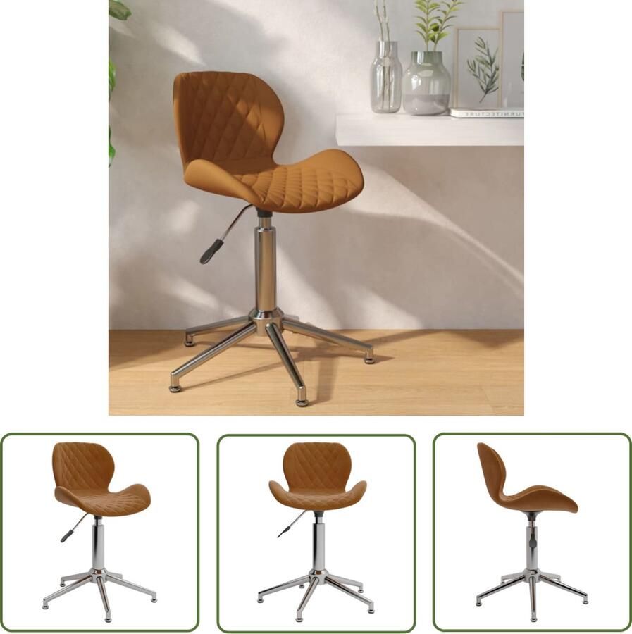 The Living Store Draaistoel Eetstoel Bruin Fluweel 39x51x(71.5-86.5)cm Draaibare Eetkamerstoel Fluweel Stoel Bruine Eetkamerstoel Salontafel - Foto 2