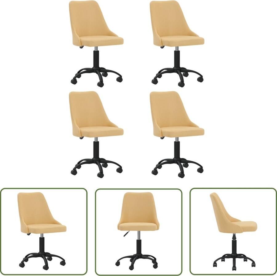 The Living Store Eetkamerstoel Draaibaar Geel Stof 51 x 56 x (86-98) cm Gasveermechanisme - Foto 2