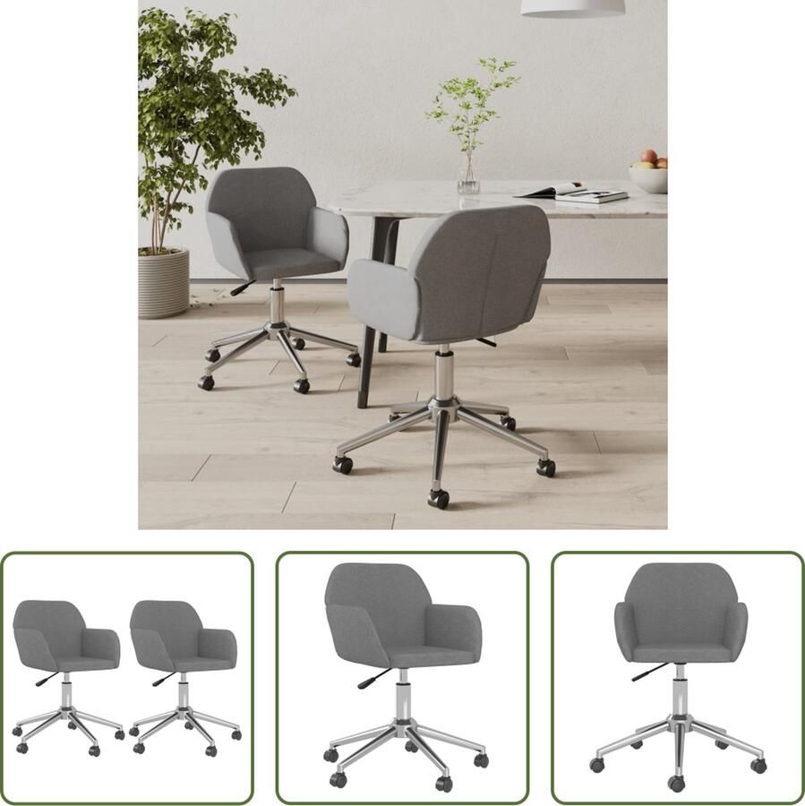 The Living Store Eetkamerstoel Draaibaar Lichtgrijs 54 x 60.5 x (73-80.5) cm