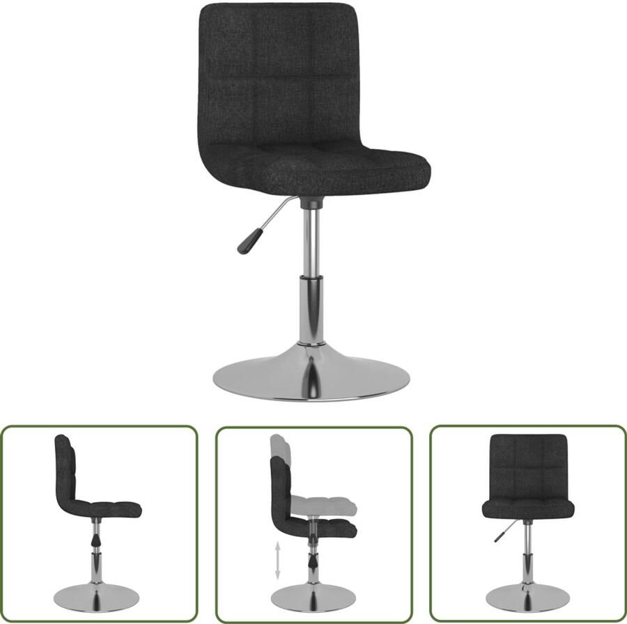 The Living Store Eetkamerstoel draaibaar stof zwart Draaibare Eetkamerstoel Zwart Design Eetkamerstoel Ergonomische Eetkamerstoel Met Armleuningen