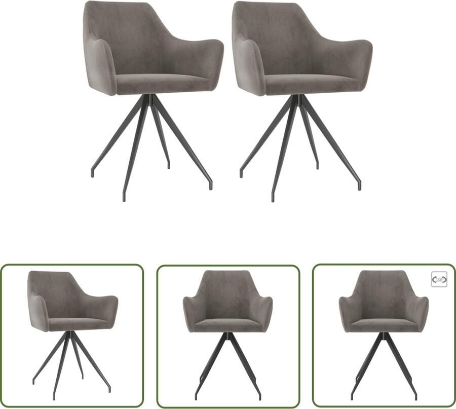 The Living Store Eetkamerstoel Fluweel Lichtgrijs 54x59x82 cm Sterk Metalen Frame