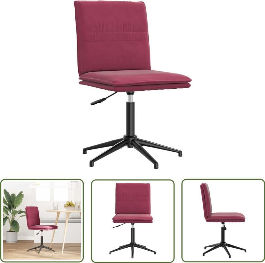 The Living Store Eetkamerstoel fluweel wijnrood Eettafelstoel Eetkamerstoel Velours Stoel Rode Stoel Design Stoel