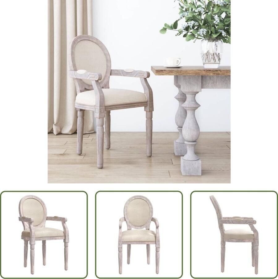 The Living Store Eetkamerstoel Franse Stijl Beige 54 x 56 x 96.5 cm Duurzame stof - Foto 2