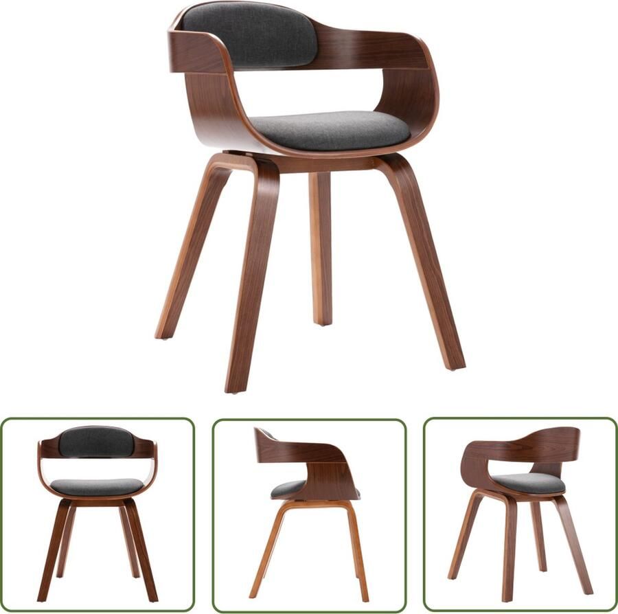 The Living Store Eetkamerstoel Ergonomisch Stof Donkergrijs 49x51x70 cm Eetkamerstoel Donkere Meubels Moderne Stoel Comfortabele Stoel Houten Stoel - Foto 2