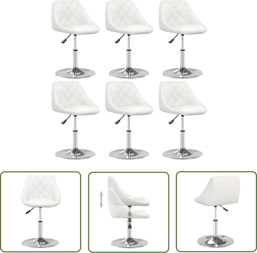 The Living Store Eetkamerstoelen 6 st kunstleer wit Eetkamerstoel Keukentool Dining Chair Salontafel Modern Meubilair - Foto 3