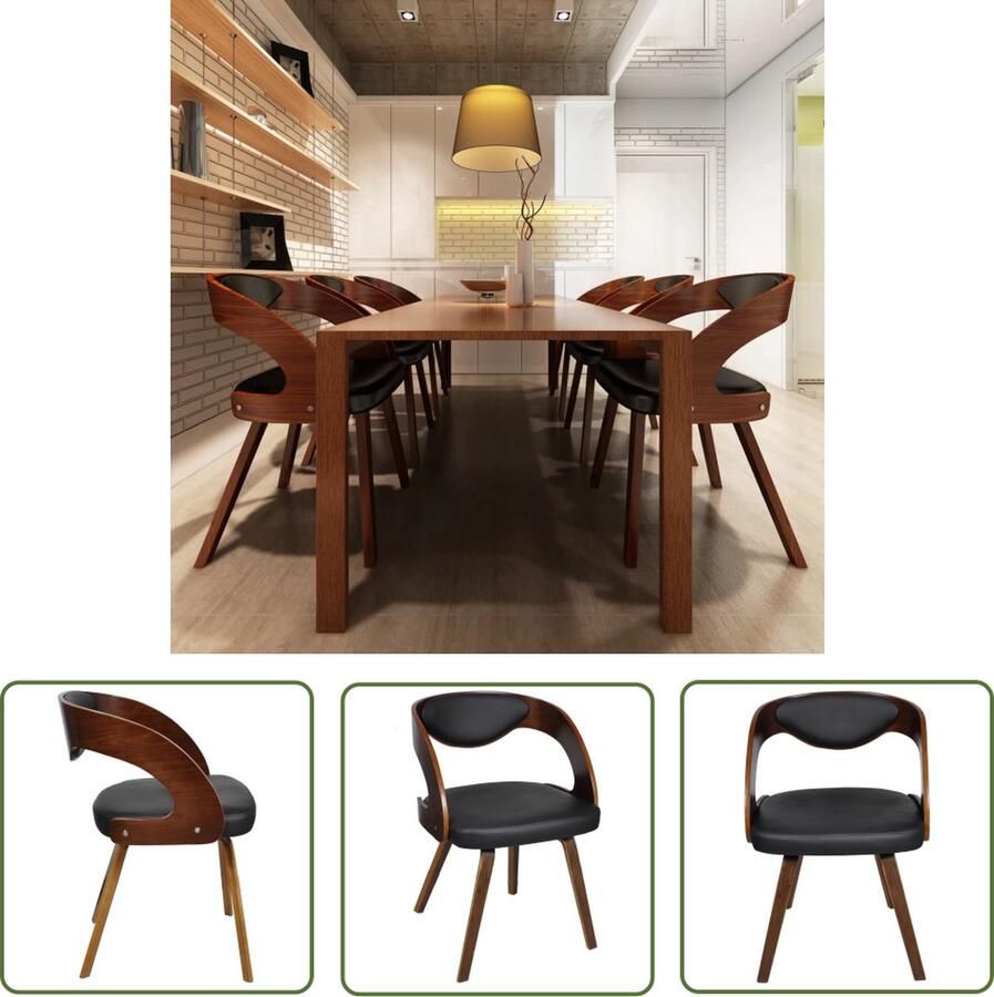 The Living Store Eetkamerstoel Leer Composiet 52 x 48 x 75.5 cm Multiplex frame Eetkamerstoel Kunstleder Bruine Eetkamerstoel Salontafel Keukenstoel - Foto 2